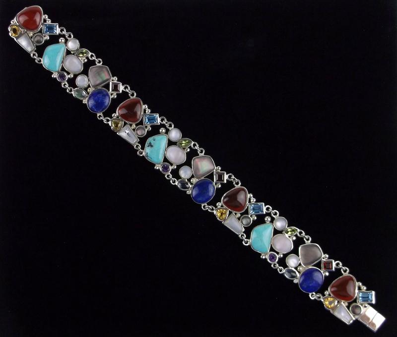 HUGE New Designer Sterling Turquoise Bracelet 8.5 Lapis (1 of 5)