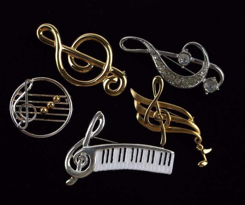 Stunning Vintage Music Notes Brooch Lot (1 of 3)
