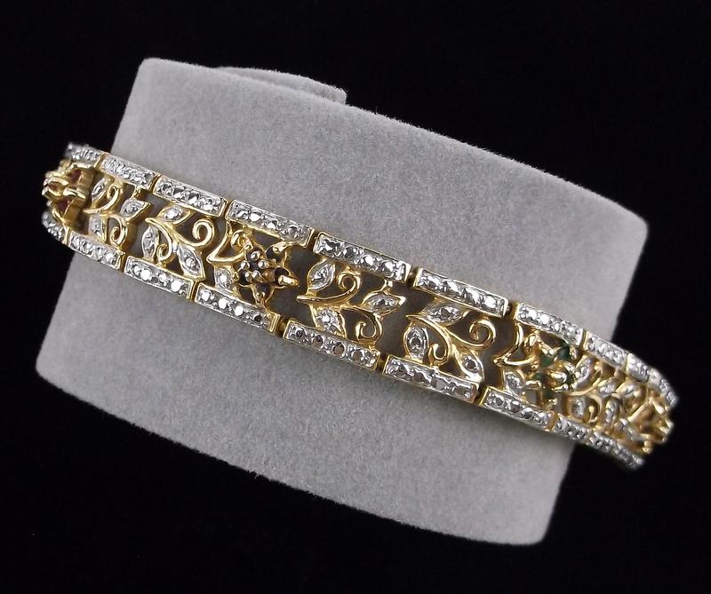 Mint Vintage Gold Over Sterling Ruby Sapph Em Bracelet 7.5" (1 of 6)
