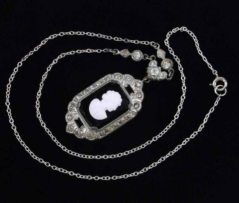 Mint Vint 1920s 10kt Gold Art Deco Cameo Necklace 18" (1 of 6)