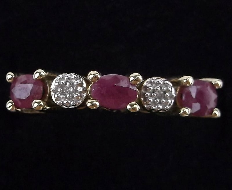 Stunning Gold Over Sterling Ruby Diamond Ring 7 (1 of 3)