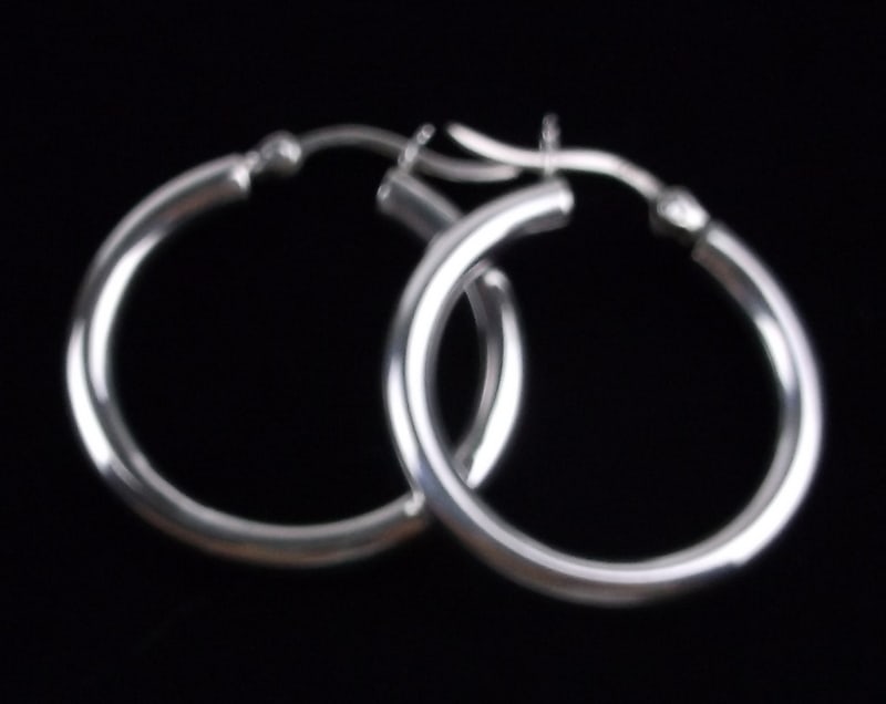 Stunning Vintage Thick Sterling Silver Hoop Earrings (1 of 2)