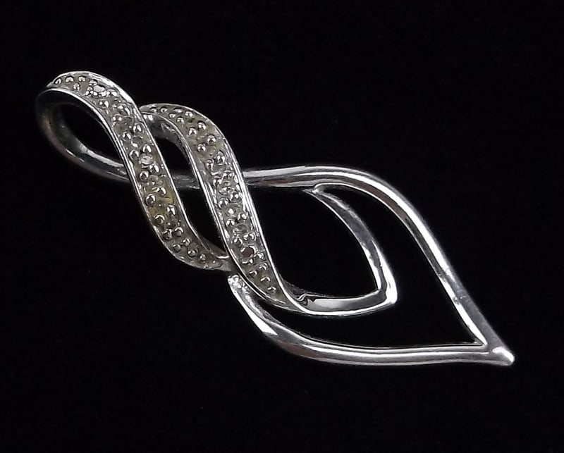 Mint Vintage Sterling Silver Diamond Drop Pendant: Guaranteed Solid 925 Sterling Silver, in Excellent Condition