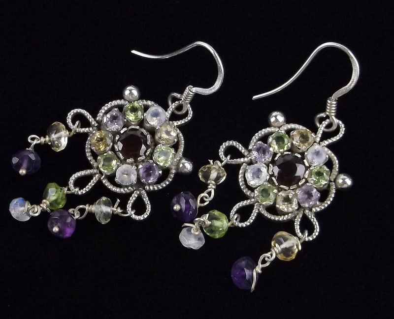 Mint Vint Sterling Silver Sea Opal Amethyst Earrings (1 of 2)