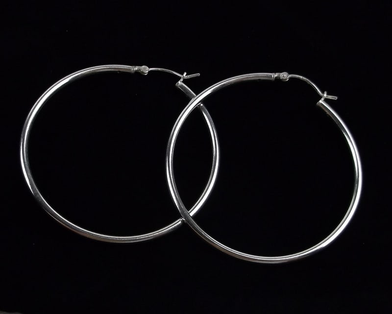 Mint Vintage Sterling Silver Large Hoop Earrings (1 of 2)