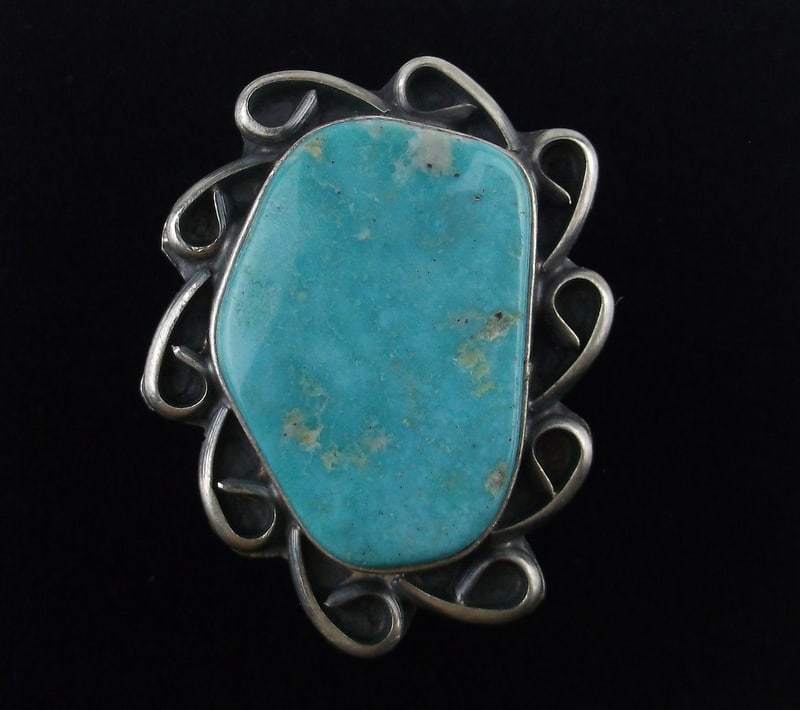 Navajo Betta Lee Sterling Silver Turquoise Ring 7 (1 of 3)
