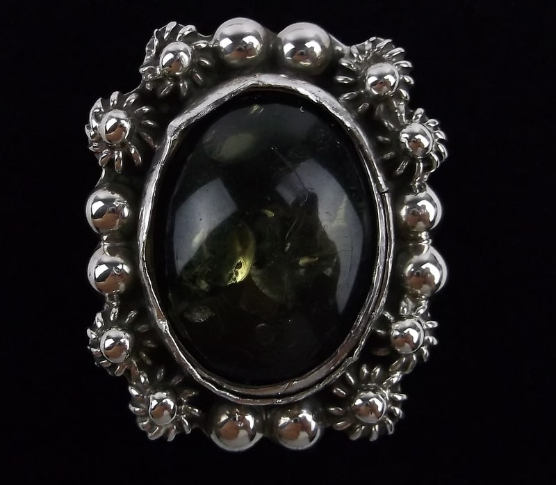 Stunn Vint Amparo Taxco Sterling Silver Amber Ring 7 (1 of 3)