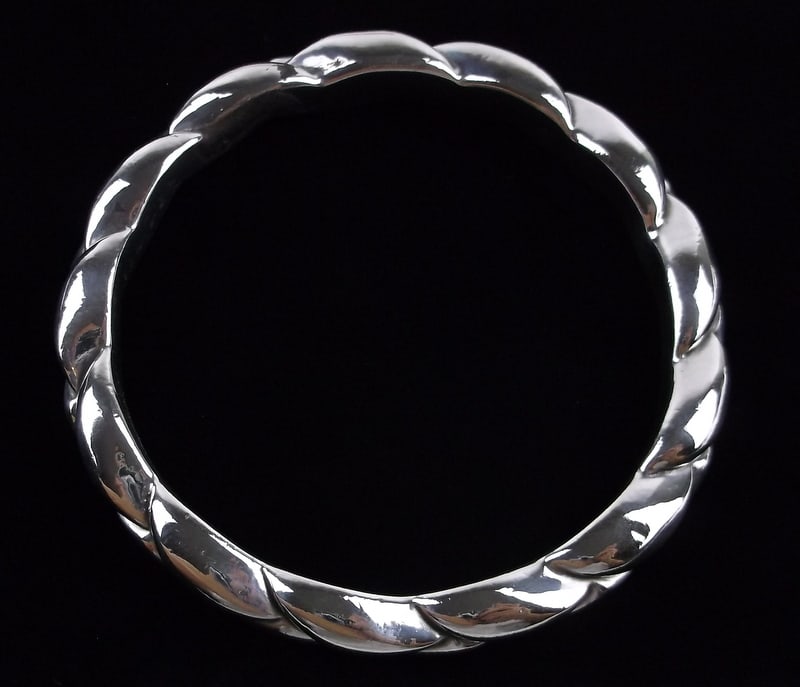 Big Mint Vint Heavy Sterling Silver Bangle Bracelet (1 of 5)