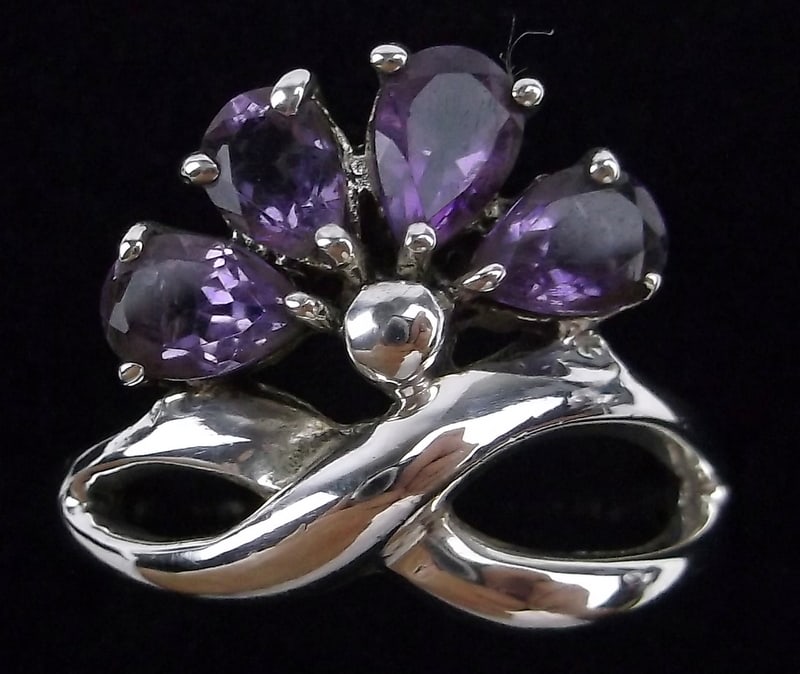 Mint Designer Sterling Silver Amethyst Crown Ring 7 (1 of 3)
