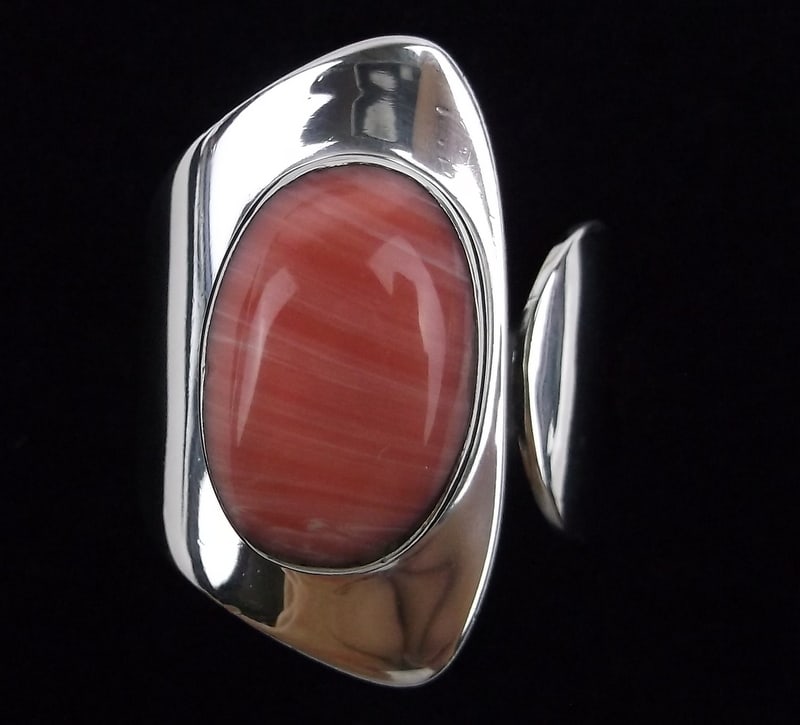 Mint Vintage Taxco Sterling Silver Pink Coral Ring 7 (1 of 4)