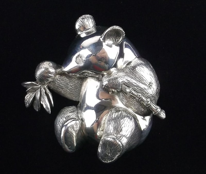 Rare H Dallas Sterling Silver Designer Panda Bear Brooch (1 of 6)