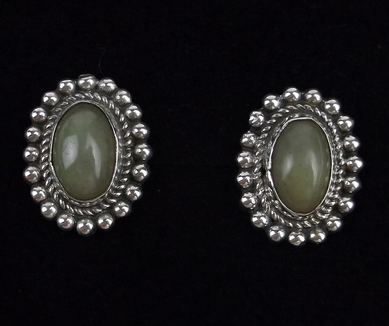 Mint Vintage 1950s Taxco Sterling Silver Gem Earrings (1 of 3)