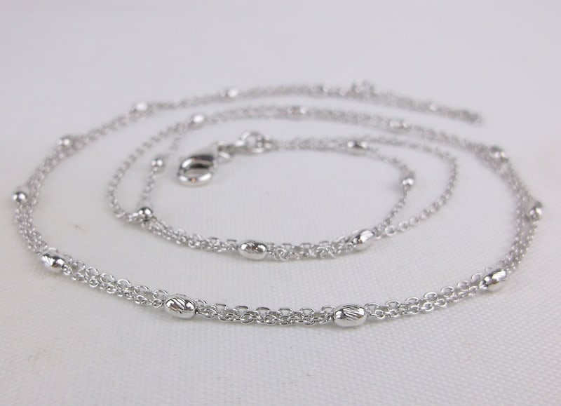 New Sterling Silver Double Chain Necklace 18" (1 of 2)