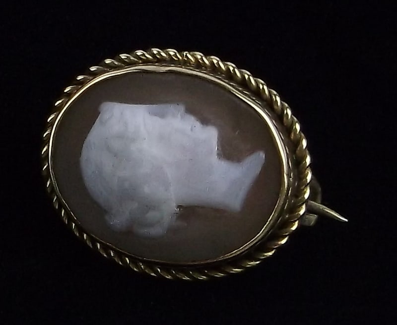 Mint Vintage 1930s Sterling Silver Shell Cameo Brooch (1 of 3)