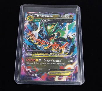 2015 Pokemon Mega Rayquaza Full Art EX Ultra Rare: A Vintage Pokemon Original Card in Top Loader and penny sleeve