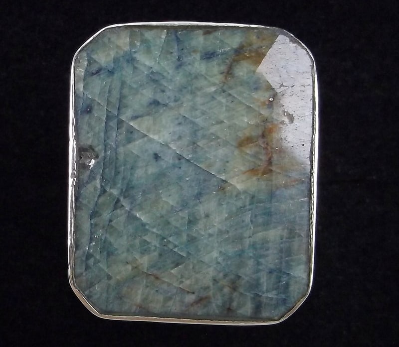 HUGE Stunn Vint Sterling Silver 30ct Sapphire Ring 8.5 (1 of 5)