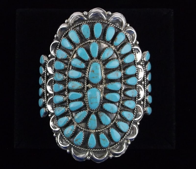 BIG Navajo Jude Perry Sterling Turquoise Cuff Bracelet (1 of 6)