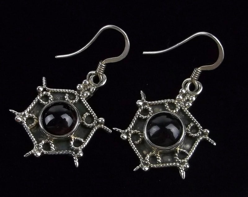 Mint Vintage Sterling Silver Garnet Drop Earrings: Guaranteed Solid 925 Sterling Silver, in Excellent Condition