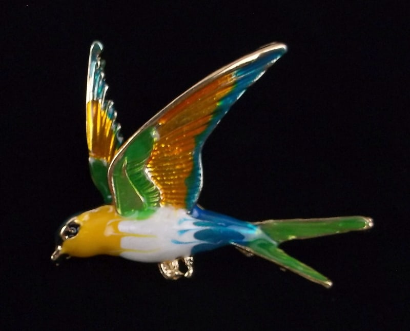 Mint Enameled Bird Brooch (1 of 2)