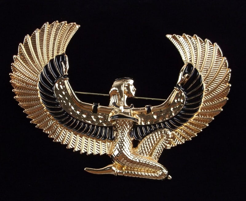 Big Mint Egyptian Revival Isis Winged Lady Brooch: Mint Condition, In Like New Condition, Perfect