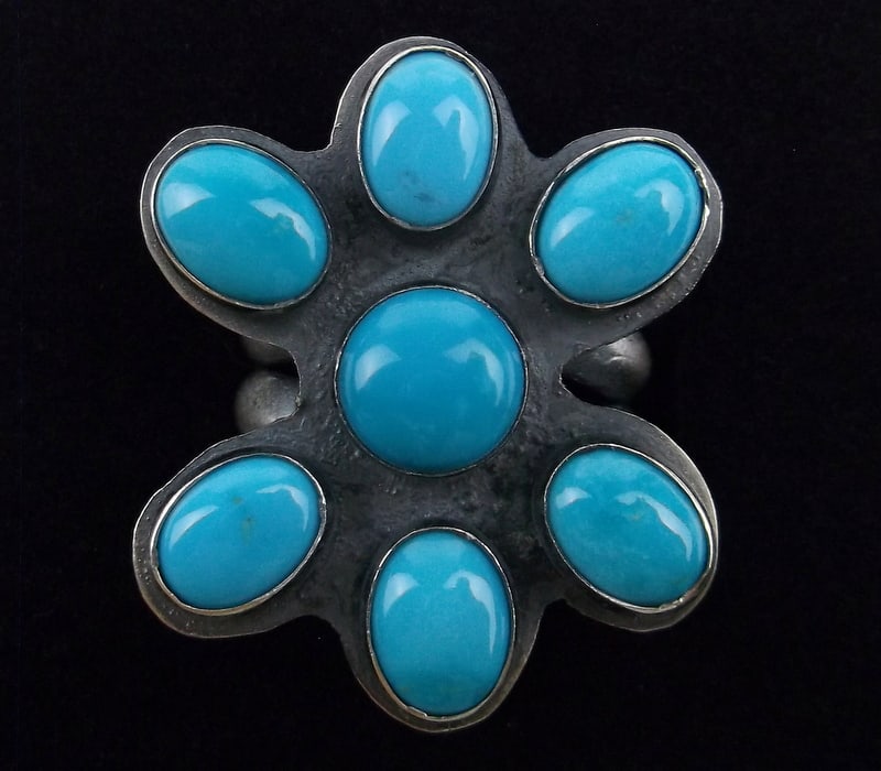Navajo Merle House Sterling Sleep Bty Turq Ring 7 BIG (1 of 3)