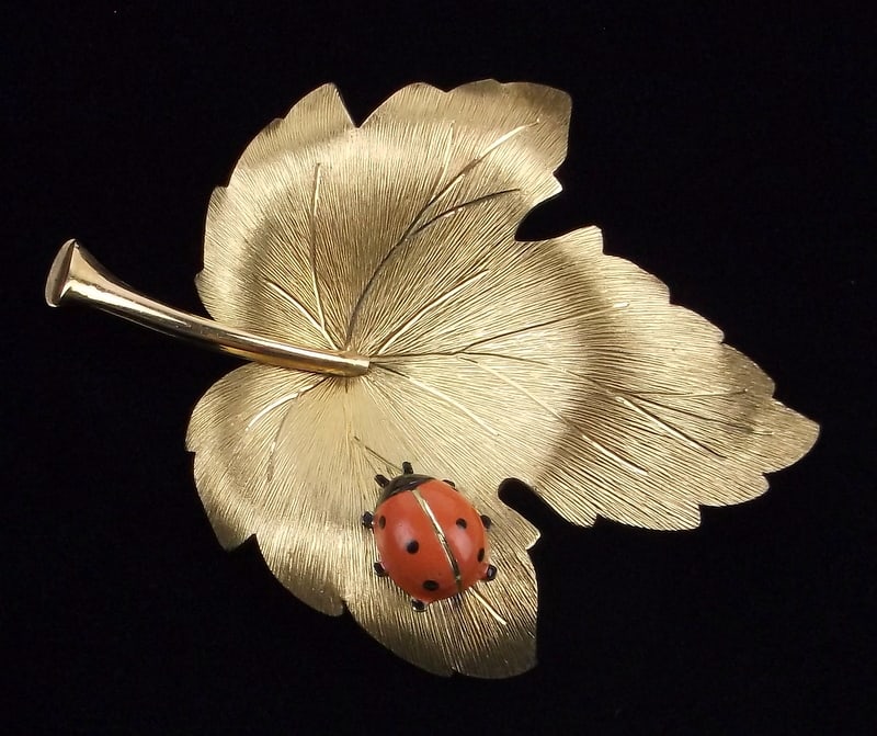 Mint Vint 1960s Krementz Enameled Ladybug Brooch (1 of 3)