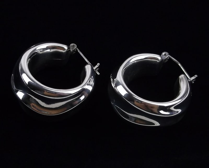 Big Mint Designer Sterling Silver Hoop Earrings (1 of 3)