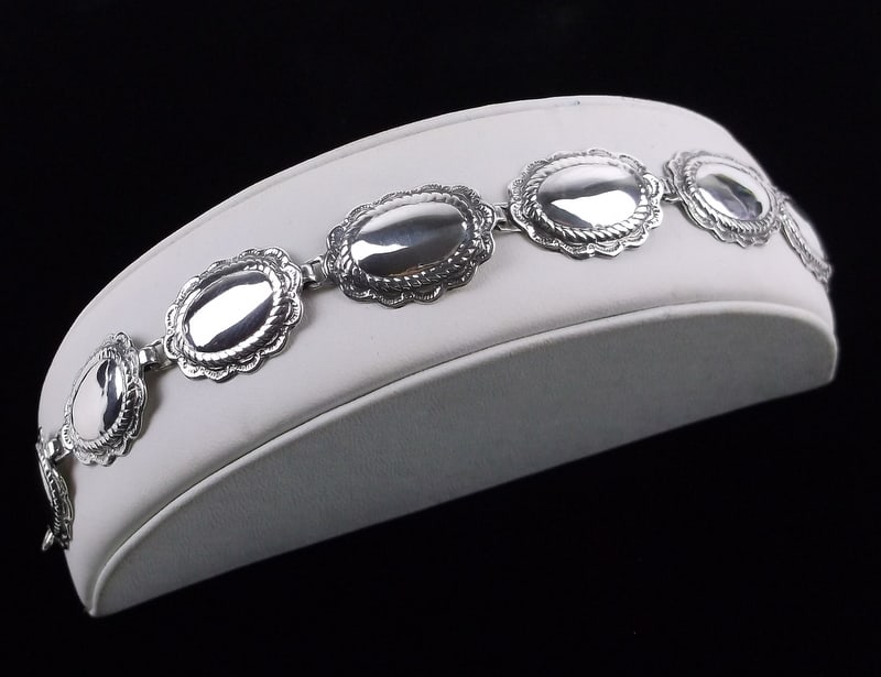 Mint Vintage Sterling Silver Concho Bracelet 7.5" (1 of 4)