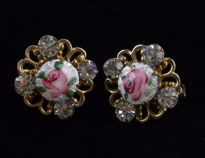 Mint Vint 1950s Enameled Rhinestone Brooch Set (1 of 3)