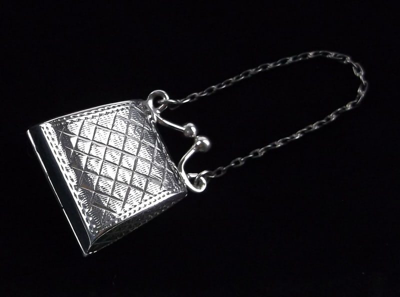 Mint Vintage Sterling Silver Purse Locket Pendant: Guaranteed Solid 925 Sterling Silver, in Excellent Condition