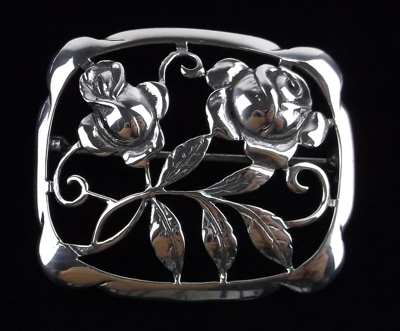 Mint Vintage 1950s Sterling Silver Rose Brooch (1 of 3)