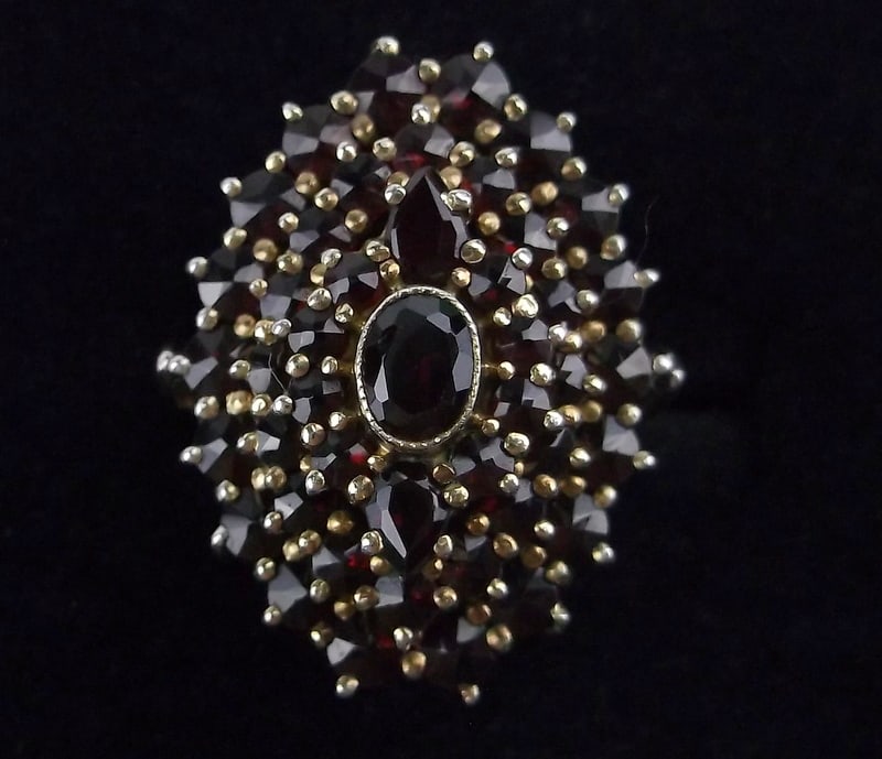 Mint Vintage 1950s Sterling Silver Garnet Ring 4.5 Stunn: Guaranteed Solid 925 Sterling Silver, in Excellent Condition