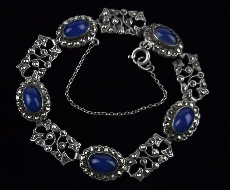 Mint Vint 1950s Sterling Silver Chalcedony Bracelet 7.25": Guaranteed Solid 925 Sterling Silver, in Excellent Condition
