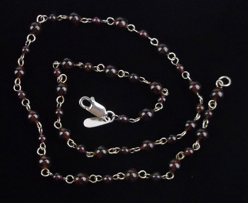 Mint Vintage Sterling Silver Garnet Necklace 16.5": Guaranteed Solid 925 Sterling Silver, in Excellent Condition
