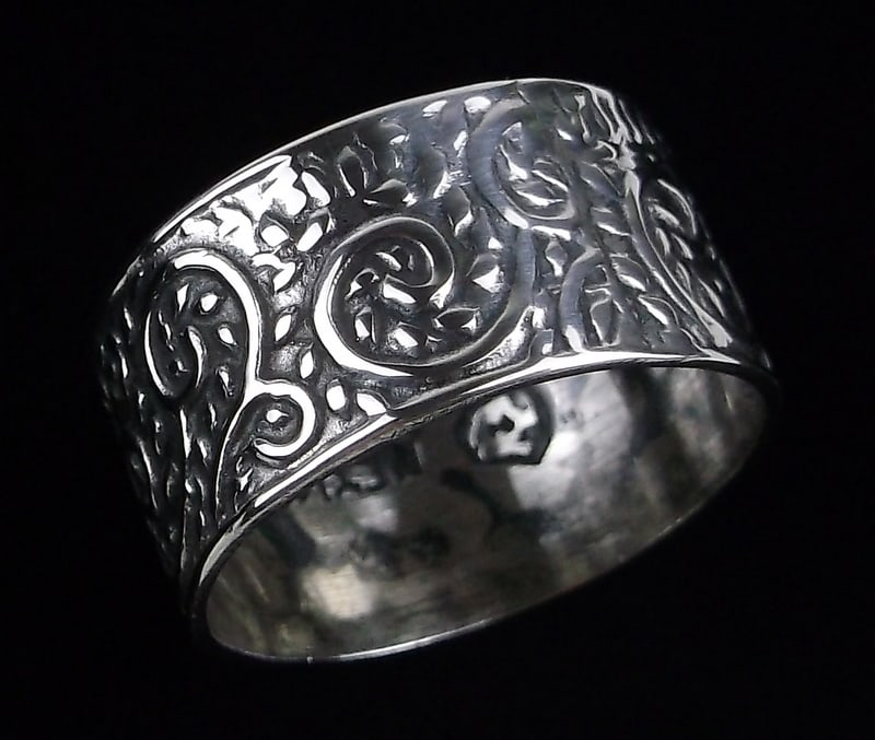 Mint Vint 1960s Taxco Sterling Silver Wide Ring 9 Ornate (1 of 3)