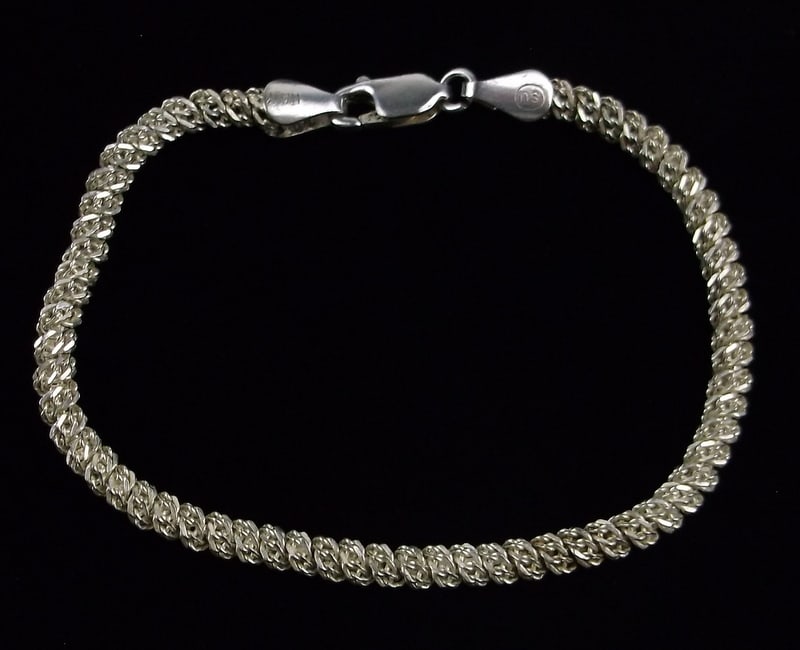 Stunning Vint Heavy Sterling Silver Chain Bracelet 7" (1 of 2)