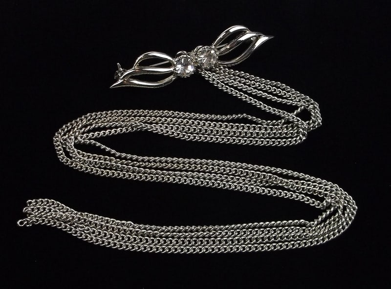 Mint Vintage Rhinestone Long Drape Brooch (1 of 3)