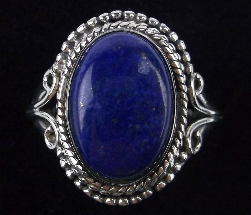 Mint Thick Sterling Silver Lapis Lazuli Ring 8 (1 of 3)