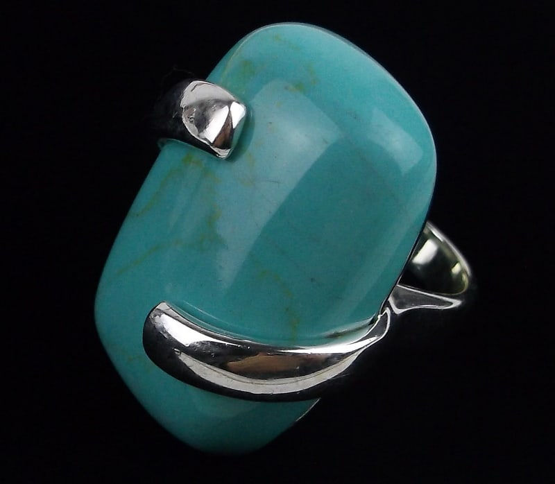 Big Mint Vint Sterling Silver Turquoise Ring 7.5 (1 of 3)