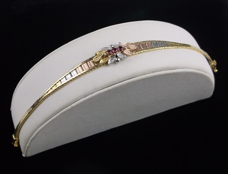 Mint Vintage Gold Over Sterling Ruby Tennis Bracelet 7" (1 of 4)