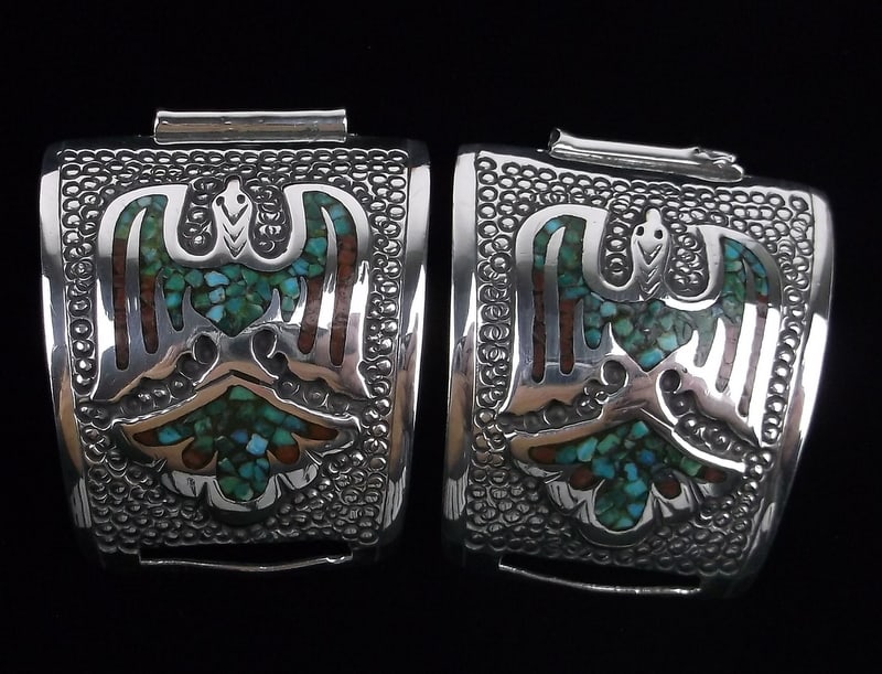 Navajo Charlie Singer Sterling Thunderbird Watch Links (1 of 5)