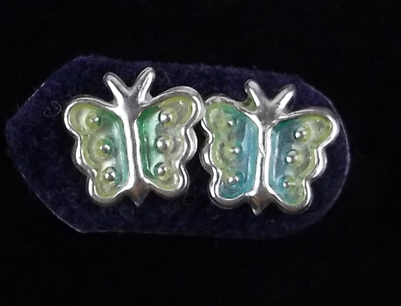 New Sterling Silver Enameled Butterfly Stud Earrings (1 of 1)