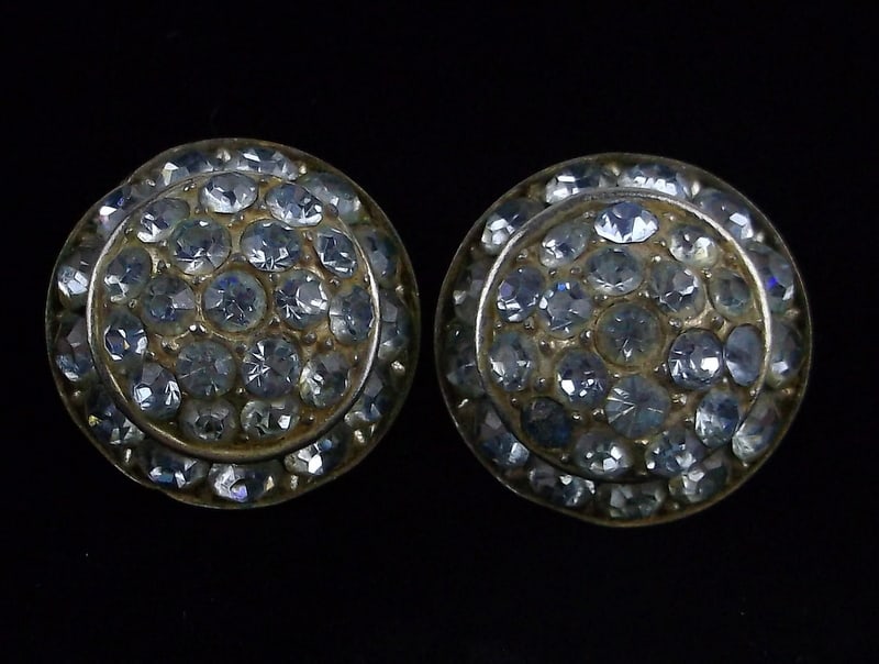 Stunning Vintage 1930s Art Deco Rhinestone Earrings: excellent condition