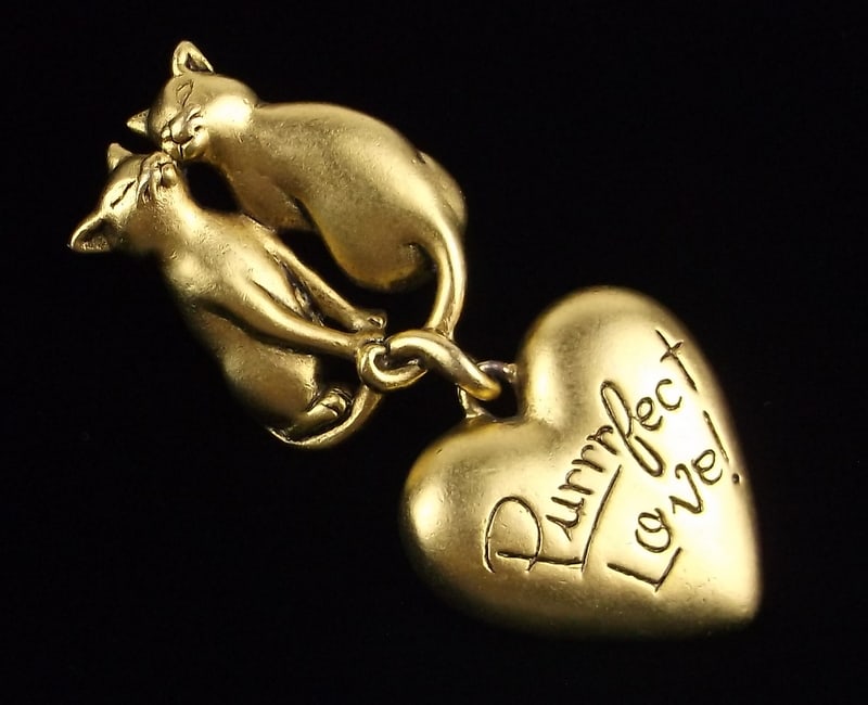 Mint Vintage Danecraft Purrrfect Love Cat Brooch (1 of 3)