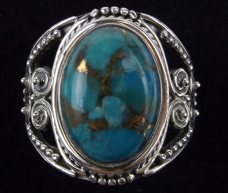 Mint Sterling silver Turquoise Ring Size 8 (1 of 3)
