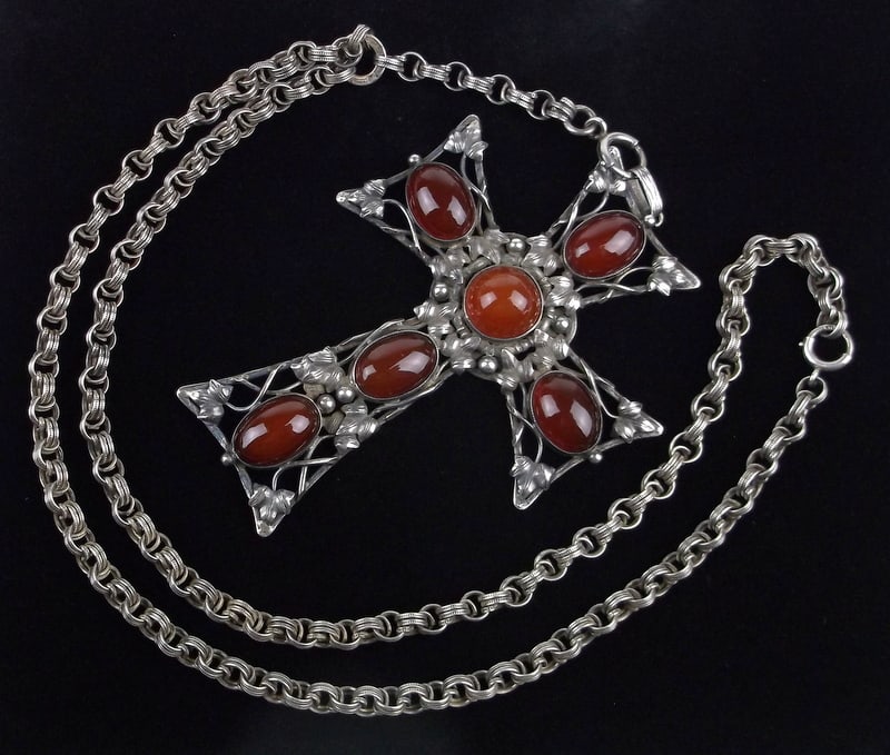 RARE HUGE 1910s WWI Sterling German Red Cross Necklace (1 of 8)