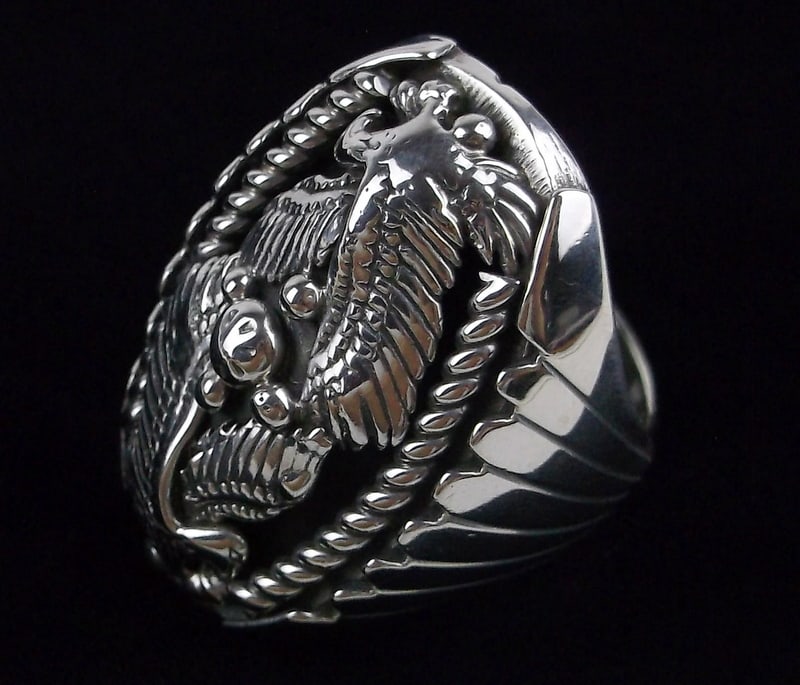 HUGE Navajo Richard Begay Sterling Double Eagle Ring 12.5 (1 of 10)