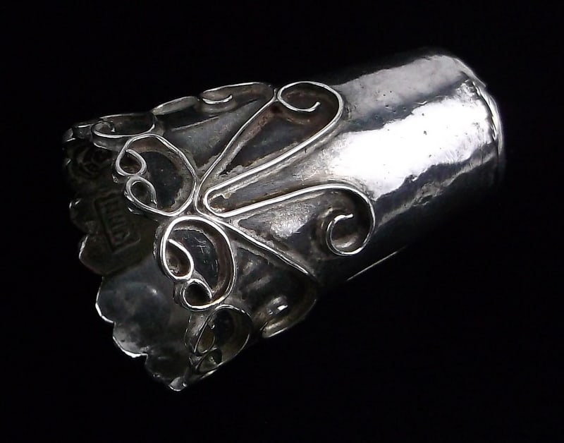 Mint Vintage 1960s Taxco Big Sterling Silver Sewing Thimble Ornate (1 of 3)