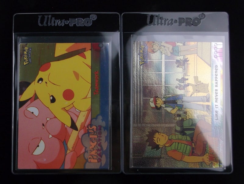 2 1998 Topps Pokemon Blue Label Foil Card Lot Pikachu (1 of 2)