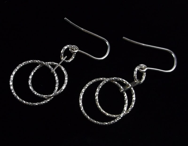 New Vintage Sterling Silver Drop Hoop Earrings (1 of 2)